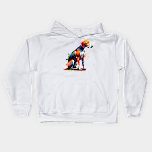 Vibrant American Foxhound in Colorful Splash Art Style Kids Hoodie